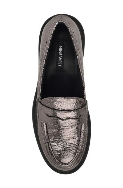 Nine West Maibel Platform Penny Loafer In Silver