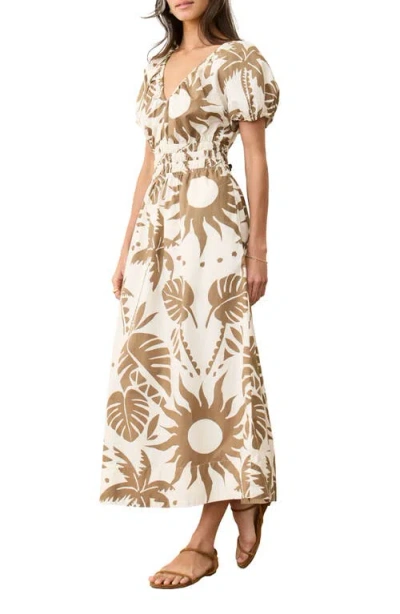 Marine Layer Emery Poplin Midi Dress In Brown