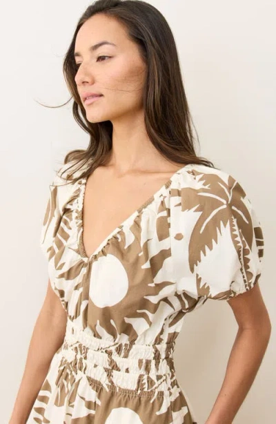 Marine Layer Emery Poplin Midi Dress In Brown