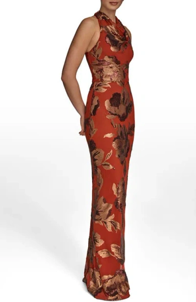 Donna Karan New York Sequin Floral Body-con Gown In Multi