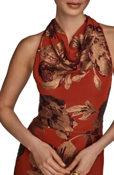 Donna Karan New York Sequin Floral Body-con Gown In Multi