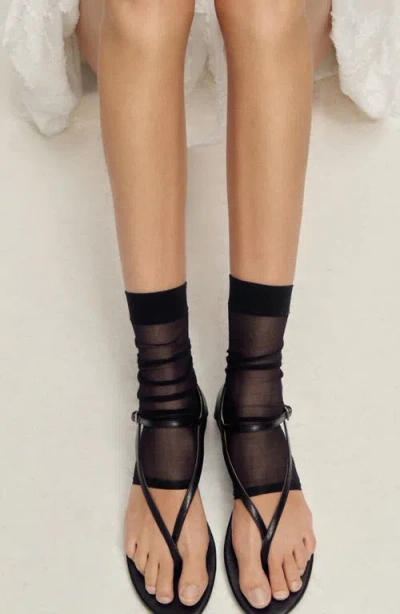 Mango Leather Strap Sandal In Black