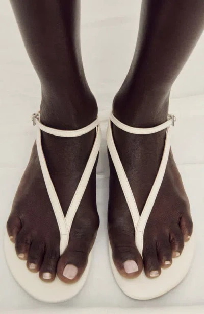 Mango Leather Strap Sandal In White