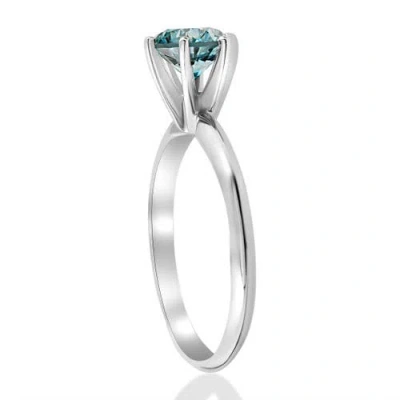 Bliss Diamond 1 1/2ct Blue Diamond Solitaire Engagement Ring 14k Gold
