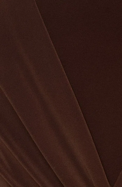Adrianna Papell One-shoulder Jersey Gown In Brown
