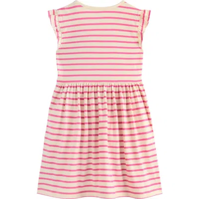 Mini Boden Kids' Posie Stripe Appliqué Cotton Dress In Pink
