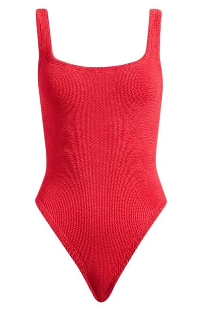 Hunza G Square Neck One-piece Swimsuit In Red