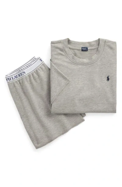 Polo Ralph Lauren Terry Short Sleeve Shorty Set In Gray