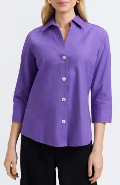 Foxcroft Paityn Non-iron Cotton Shirt In Purple