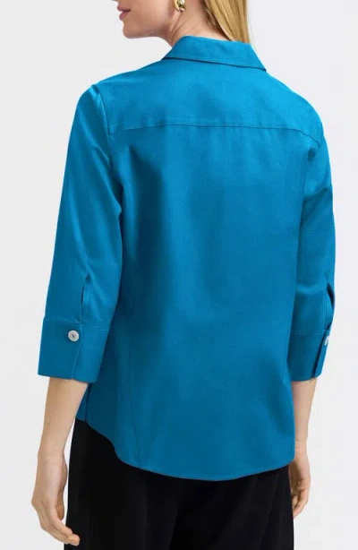 Foxcroft Paityn Non-iron Cotton Shirt In Blue