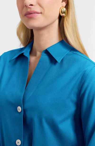 Foxcroft Paityn Non-iron Cotton Shirt In Blue