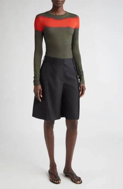Jason Wu Collection Painted Stripe Long Sleeve Jersey Top In Black