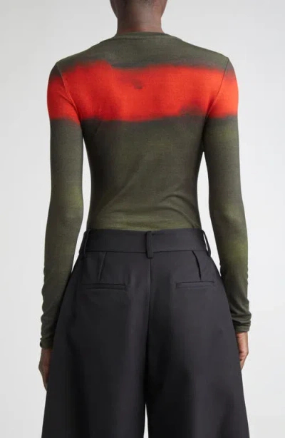 Jason Wu Collection Painted Stripe Long Sleeve Jersey Top In Black