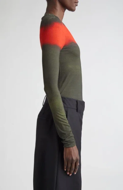 Jason Wu Collection Painted Stripe Long Sleeve Jersey Top In Black