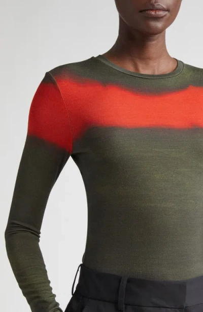 Jason Wu Collection Painted Stripe Long Sleeve Jersey Top In Black
