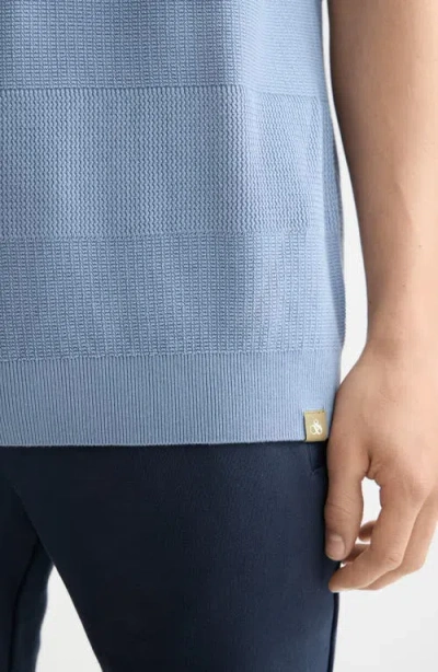 Scotch & Soda Tonal Stripe Cotton Polo Sweater In Blue