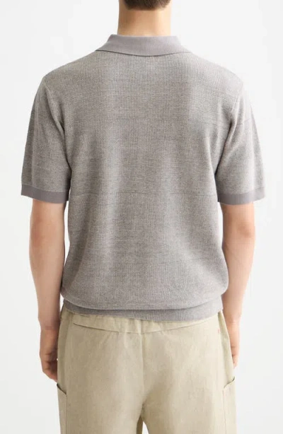 Scotch & Soda Tonal Stripe Cotton Polo Sweater In Gray