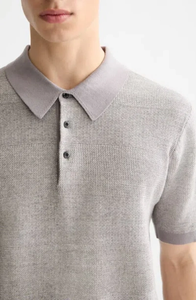 Scotch & Soda Tonal Stripe Cotton Polo Sweater In Gray