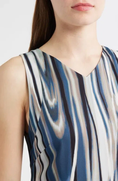 Hugo Boss Printed-twill Dress With Asymmetric Hemline In Blue