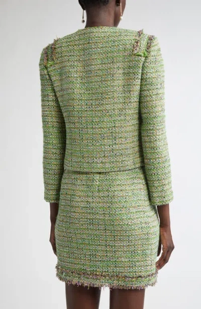 St John St. John Collection Arden Metallic Tweed Jacket In Green