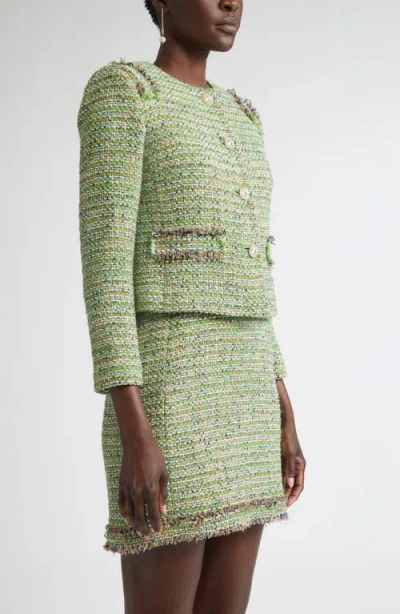 St John St. John Collection Arden Metallic Tweed Jacket In Green