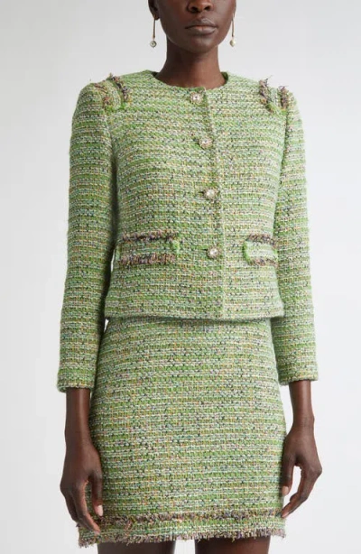 St John St. John Collection Arden Metallic Tweed Jacket In Green