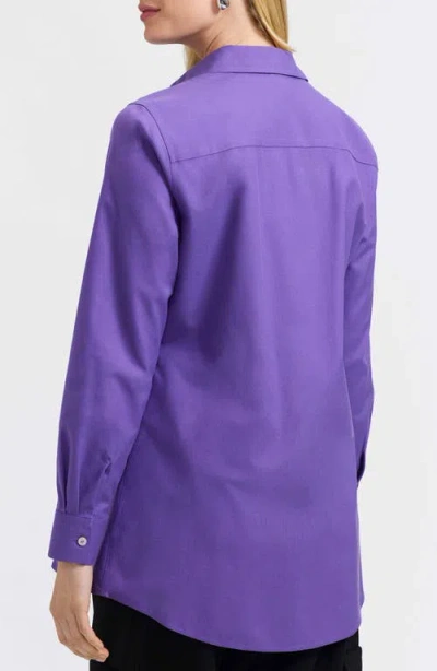 Foxcroft Cici Non-iron Tunic Blouse In Purple
