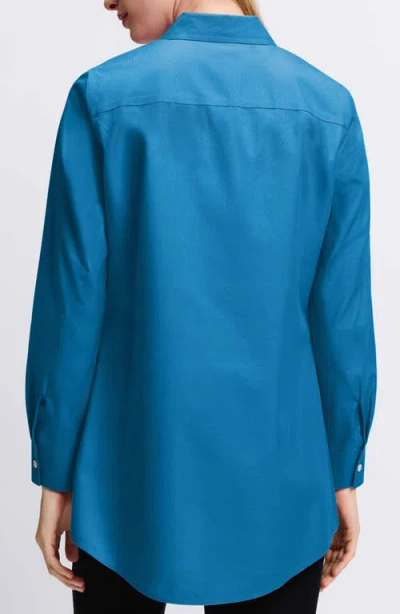 Foxcroft Cici Non-iron Tunic Blouse In Blue