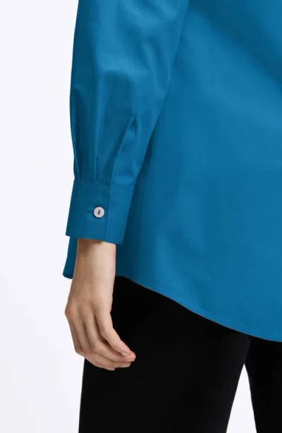 Foxcroft Cici Non-iron Tunic Blouse In Blue