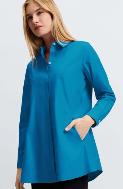 Foxcroft Cici Non-iron Tunic Blouse In Blue