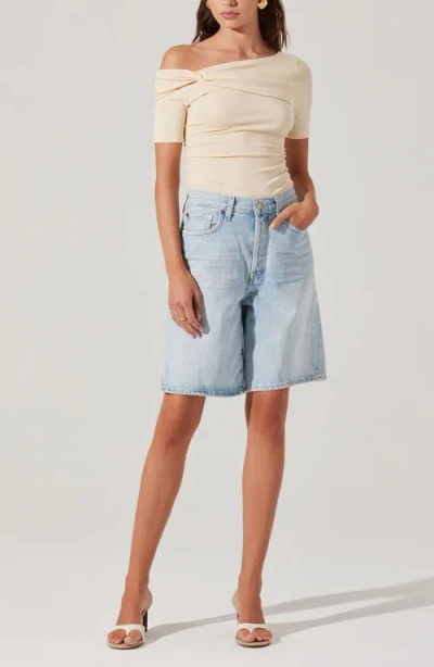 Astr The Label Saylah One-shoulder Stretch Cotton Top