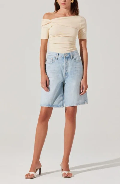 Astr The Label Saylah One-shoulder Stretch Cotton Top