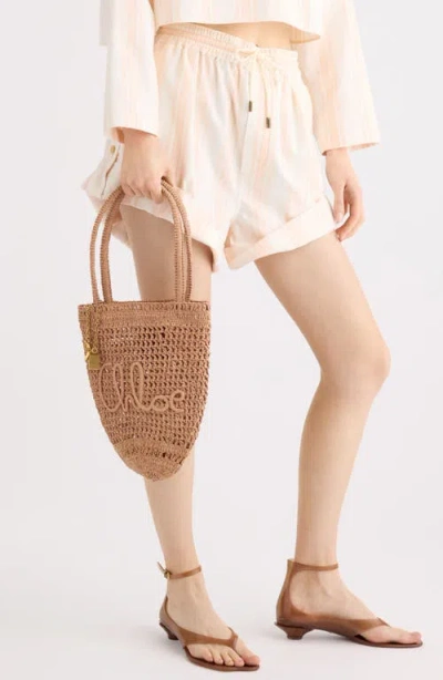 Chloé Small Summer Banana Crocheted Raffia Tote