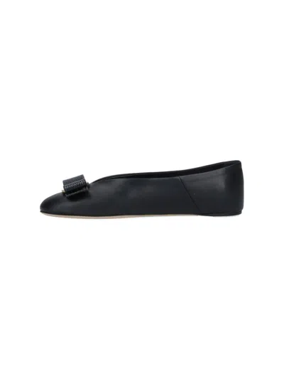 Ferragamo Vara Bow Ballet Flats In Black