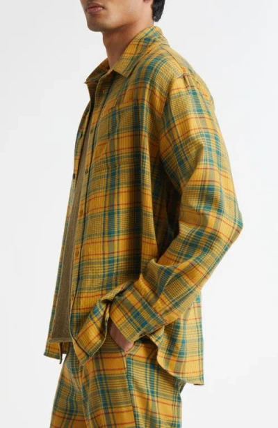 The Elder Statesman Plaid Pashmina Big Cashmere & Wool Button-up Shirt In Multi