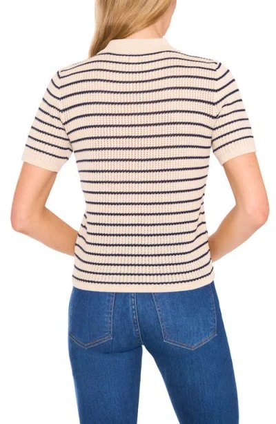 Cece Stripe Polo Sweater In Neutral