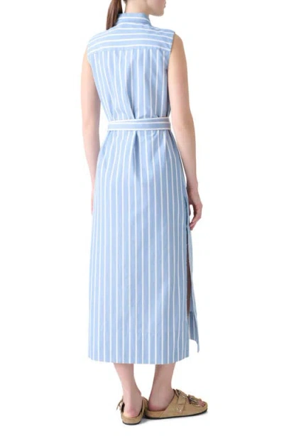 Akris Punto Striped Sleeveless Belted Cotton Midi Shirtdress