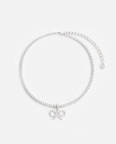 Self-portrait Silver Crystal Tennis Necklace