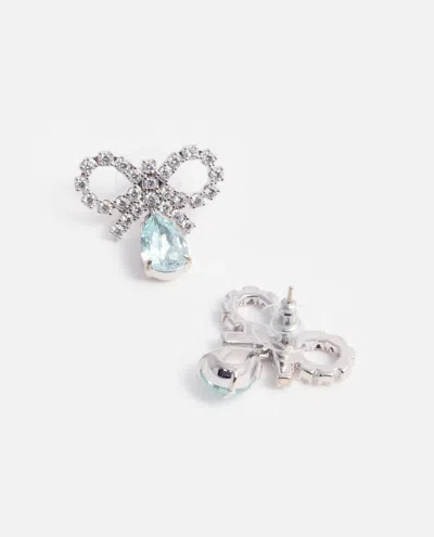 Self-portrait Self Portrait Women Silver Micro Bow Blue Droplet Earrings