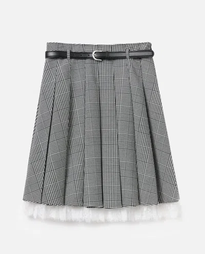 Self-portrait Prince Of Wales Check Pleated Midi Skirt In Gray