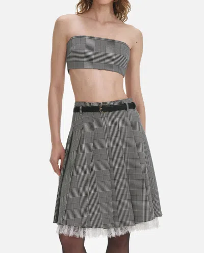 Self-portrait Prince Of Wales Check Pleated Midi Skirt In Gray