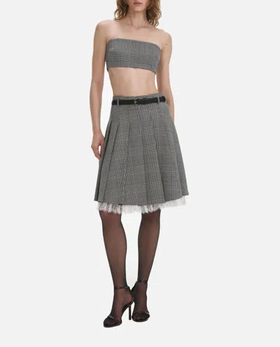Self-portrait Prince Of Wales Check Pleated Midi Skirt In Gray