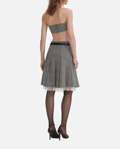 Self-portrait Prince Of Wales Check Pleated Midi Skirt In Gray