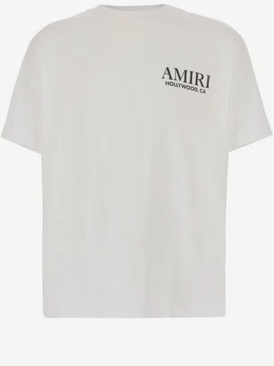 Amiri Cotton T-shirt With Print And Logo In White
