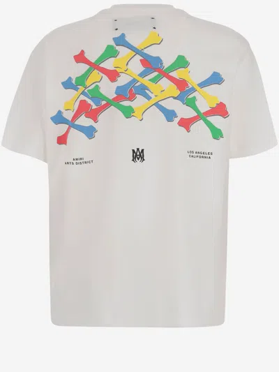Amiri Cotton T-shirt With Print And Logo In White