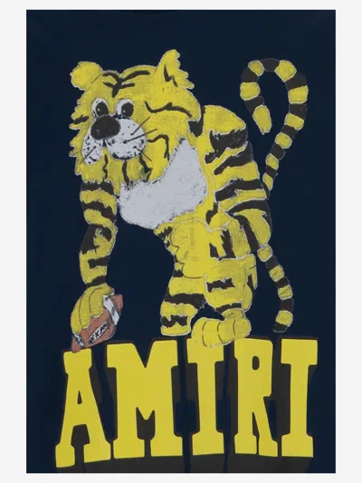 Amiri Cotton T-shirt With Logo Print In Blue