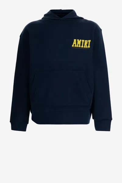 Amiri Cotton Sweatshirt With Print And Logo In Blue
