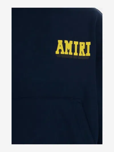 Amiri Cotton Sweatshirt With Print And Logo In Blue