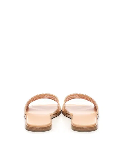 Chloé Soleil Crochet Slide Sandals In Nude