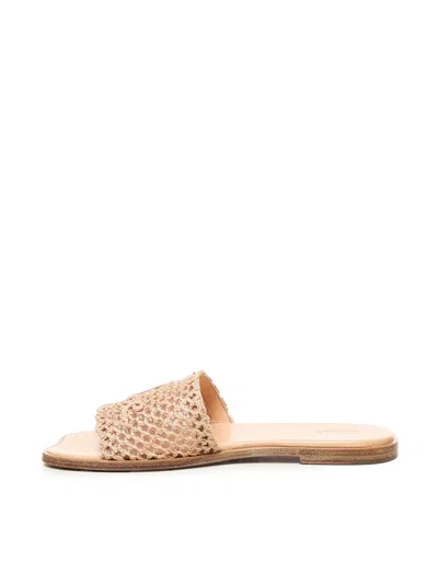 Chloé Soleil Crochet Slide Sandals In Nude